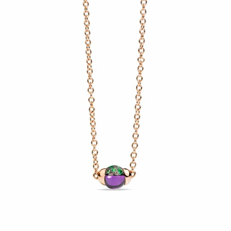 Pomellato M'ama non m'ama pendant with chain, rose gold, amethyst and tsavorite