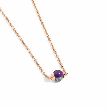 Pomellato M'ama non m'ama pendant with chain, rose gold, amethyst and tsavorite