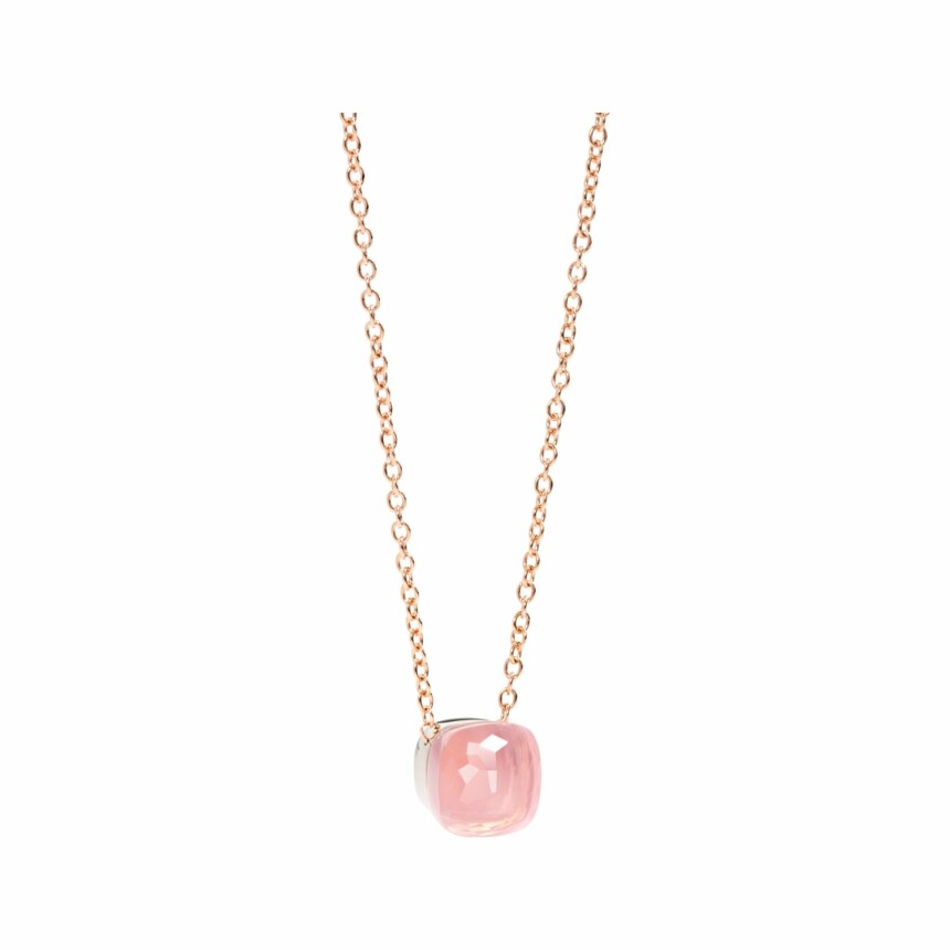 Pomellato Nudo pendant in rose gold, chalcedony and rose quartz