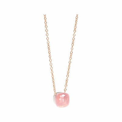 Pendentif Pomellato Nudo en or rose, calcédoine et quartz rose