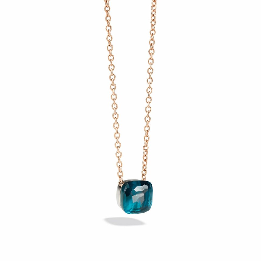 Pendentif avec chaîne Pomellato Nudo en or rose et topaze Blue London