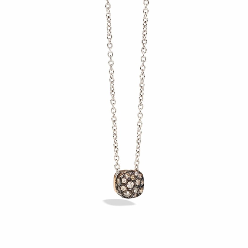 Pomellato Nudo pendant with chain, Rose gold, white gold and brown diamonds
