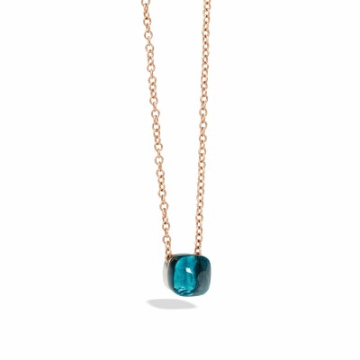 Pomellato Nudo pendant with chain, rose gold, white gold and Topaz