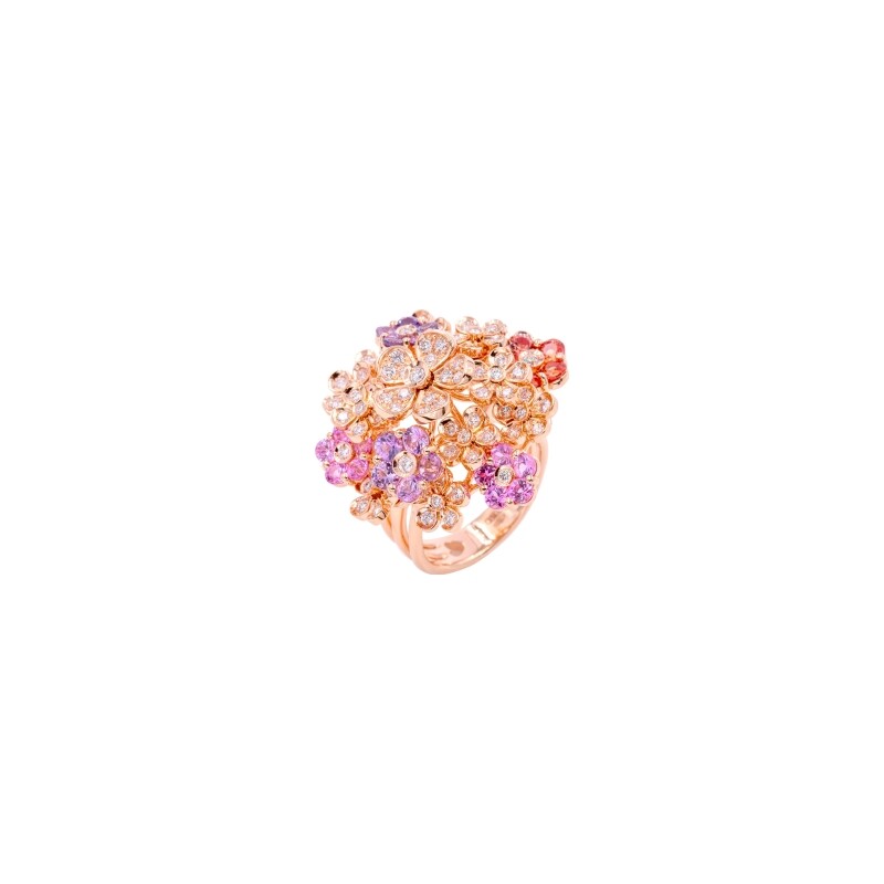 Bague Cesare Pompanon Primavera en or rose, saphirs et diamants blancs