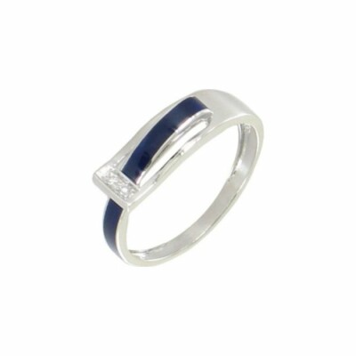 Bague Clozeau en or blanc, résine bleu et diamants