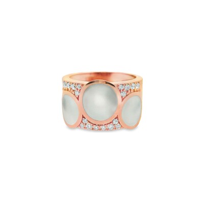 Bague Clozeau en or rose, résine et diamants