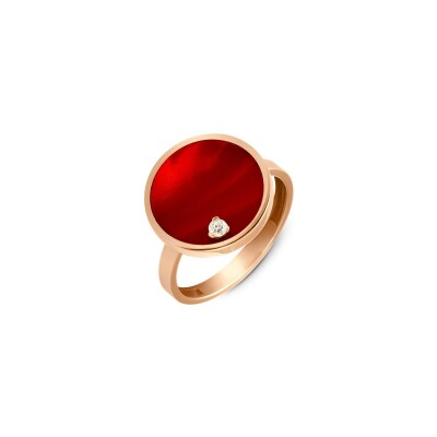 Bague Clozeau ÉCLIPSE en or rose, résine rouge et diamants