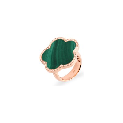 Bague Cesare Pompanon Fiore di Mamma XL en or rose, diamants et malachite