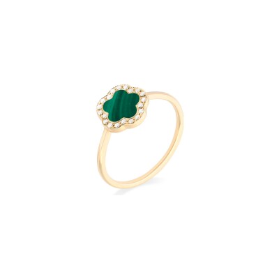 Bague Cesare Pompanon Fiore di Mamma mini en or jaune, diamants et malachite
