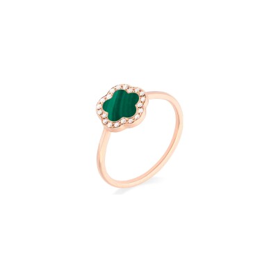 Cesare Pompanon Fiore di Mamma mini Ring, pink gold, diamond and malachite