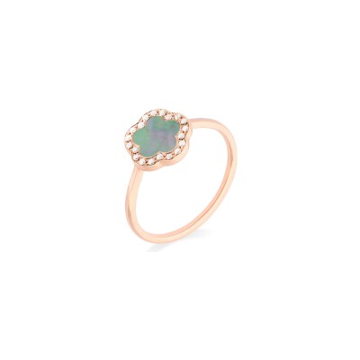 Bague Cesare Pompanon Fiore di Mamma mini en or rose, diamants et nacre grise