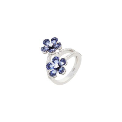 Bague Cesare Pompanon Primavera en or blanc, saphir et diamants