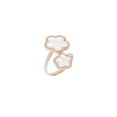 Bague Cesare Pompanon Fiore di Mamma en or rose, nacre blanche et diamants