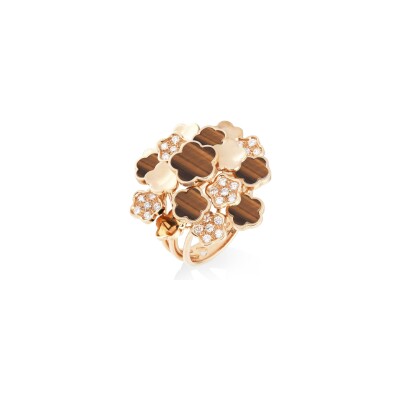 Bague Cesare Pompanon Fiore di Mamma trembleuse en or rose, diamants et onyx, grand modèle