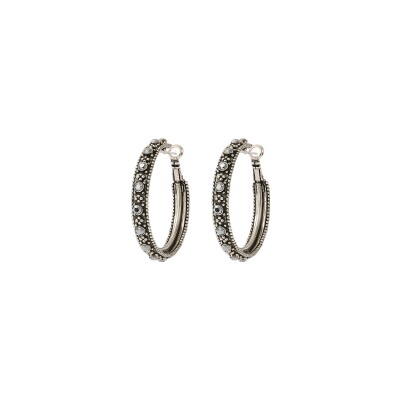 Boucles d'oreilles SATELLITE Farah en métal argenté et cristal