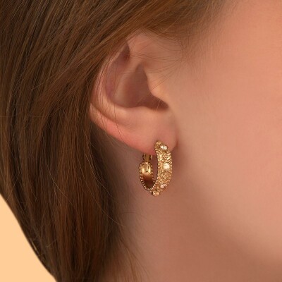 Boucles d'oreilles SATELLITE Farah en plaqué or et cristal