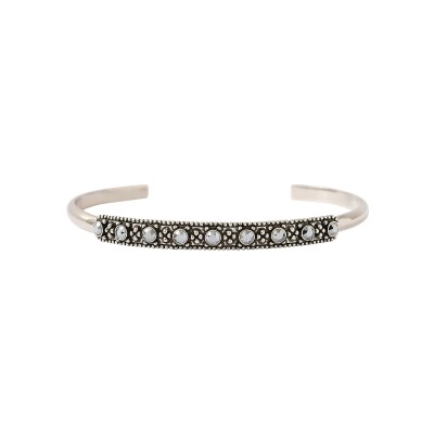 Bracelet SATELLITE Farah en métal argenté or et cristal