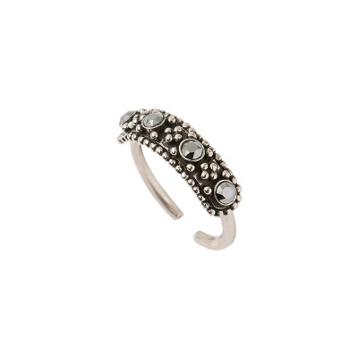 Bague SATELLITE Farah en métal argenté  et cristal