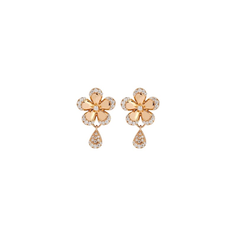 Boucles d'oreilles Cesare Pompanon Primavera en or rose et diamants blancs