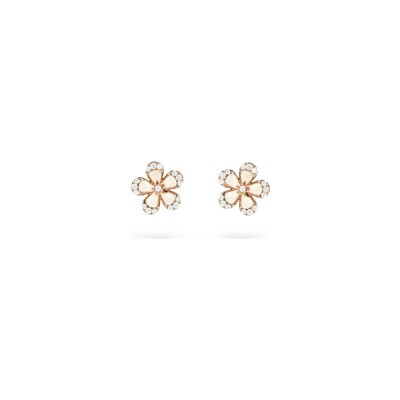 Boucles d’oreilles Puces Cesare Pompanon Primavera en or rose et diamants