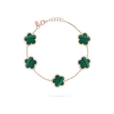 Bracelet Cesare Pompanon Fiore di Mamma en or rose, diamants et malachite