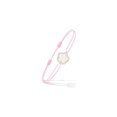 Bracelet Cordon Cesare Pompanon Fiore di Mamma en or rose, diamants et nacre blanche