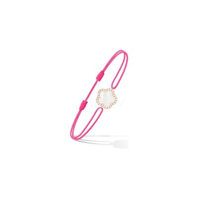 Bracelet Cordon Cesare Pompanon Fiore di Mamma en or rose, diamants et nacre blanche