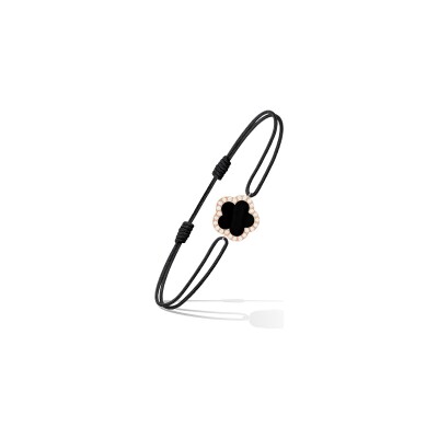Bracelet Cordon Cesare Pompanon Fiore di Mamma en or rose, diamants et onyx