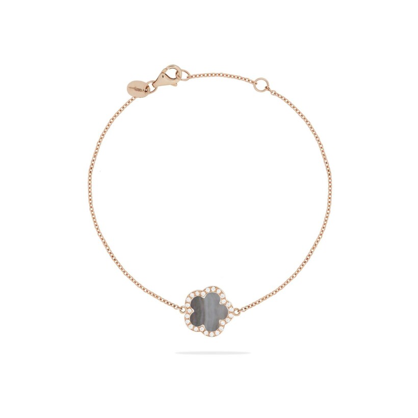 Bracelet Cesare Pompanon Fiore di Mamma en or rose, nacre grise et diamants
