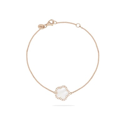 Bracelet Cesare Pompanon Fiore di Mamma entourage diamants en or rose et nacre blanche