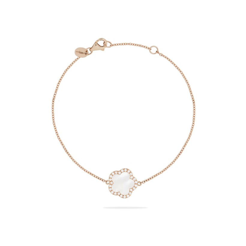 Bracelet Cesare Pompanon Fiore di Mamma en or rose, nacre blanche et diamants