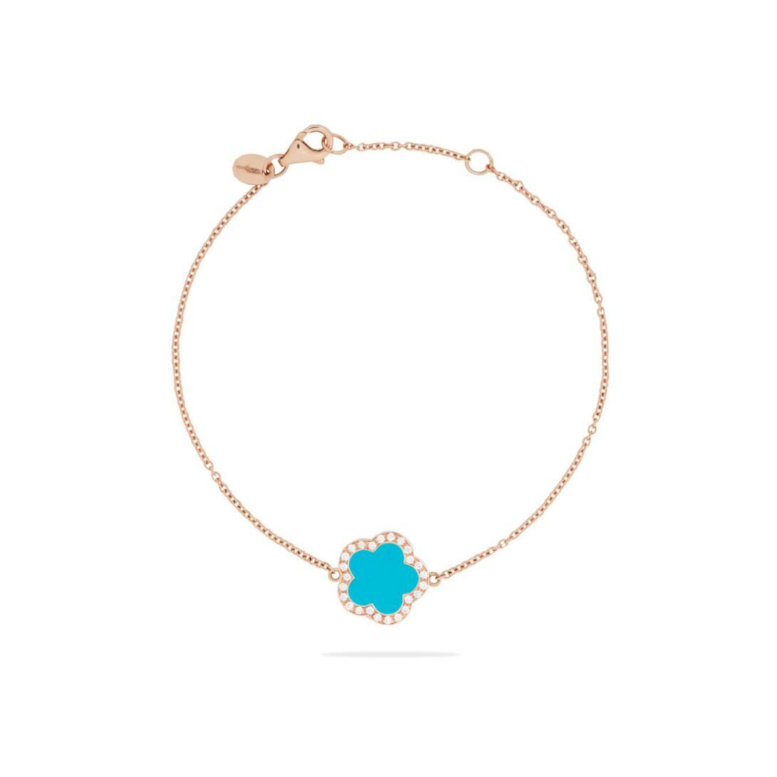 Bracelet Cesare Pompanon Fiore di Mamma en or rose, turquoise et diamants