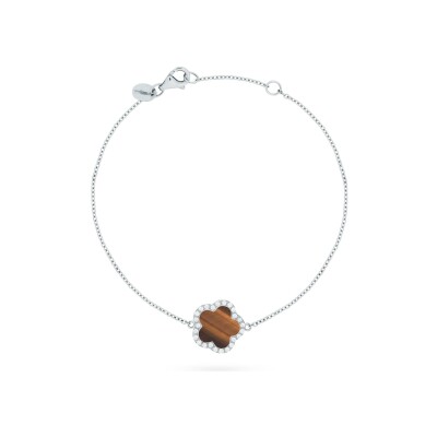 Bracelet Cesare Pompanon Fiore di Mamma en or blanc, diamants et oeil de tigre