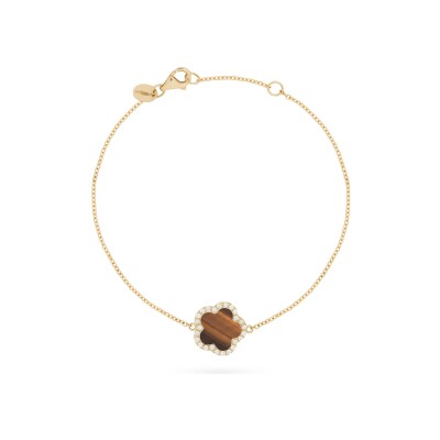Bracelet Cesare Pompanon Fiore di Mamma en or jaune, diamants et oeil de tigre