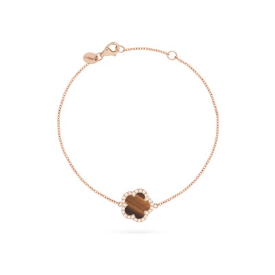 Bracelet Cesare Pompanon Fiore di Mamma en or rose, diamants et oeil de tigre