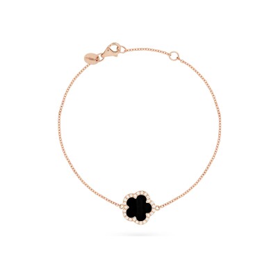 Bracelet Cesare Pompanon Fiore di Mamma en or rose, diamants et onyx