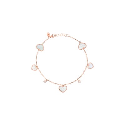 Bracelet Cesare Pompanon Amore Nana en or rose, nacre blanche et diamants blancs