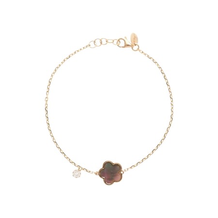 Bracelet Cesare Pompanon Fiore di Mamma en or rose, nacre grise et diamants blancs