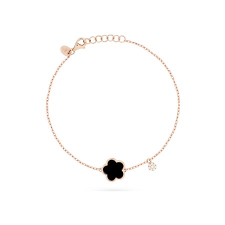 Bracelet Cesare Pompanon Fiore di Mamma en or rose, onyx et diamants