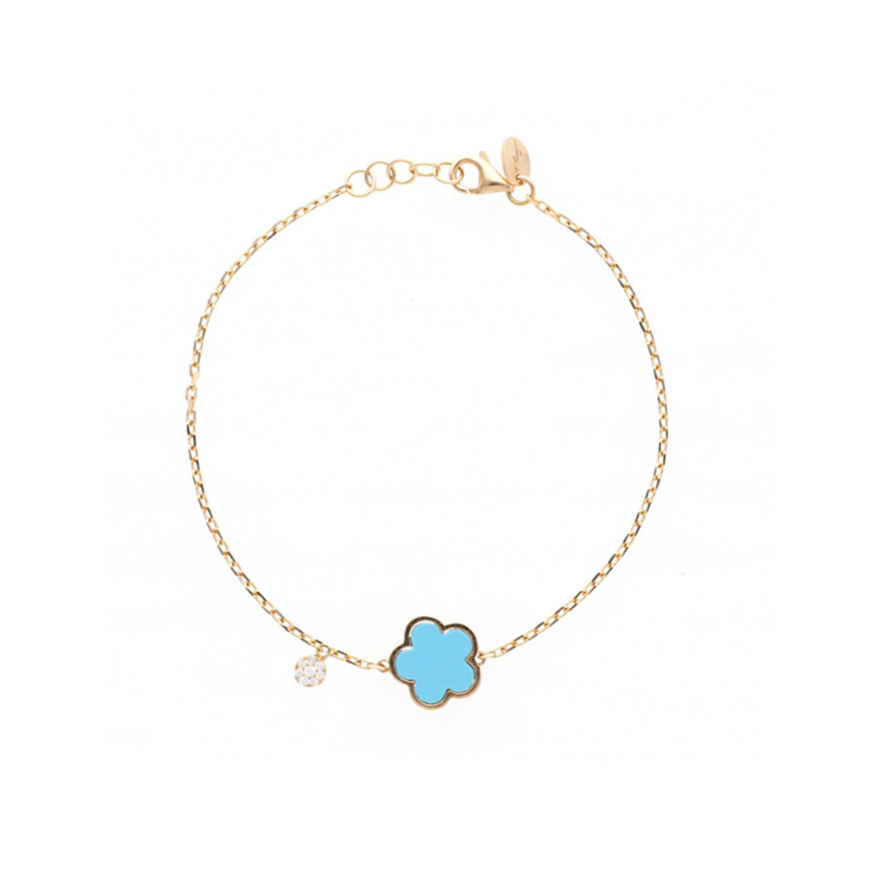 Bracelet Cesare Pompanon Fiore di Mamma en or rose, turquoise et diamants