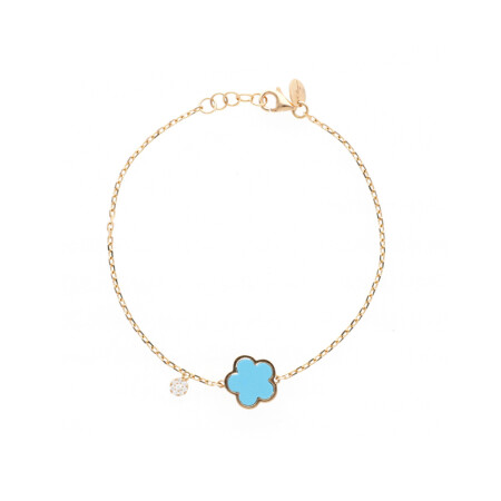 Bracelet Cesare Pompanon Fiore di Mamma en or rose, turquoise et diamants