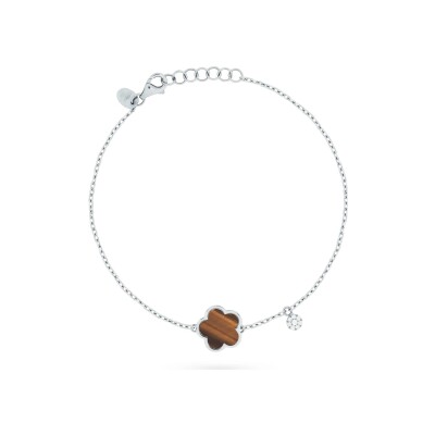 Bracelet Cesare Pompanon Fiore di Mamma en or blanc, diamants et oeil de tigre