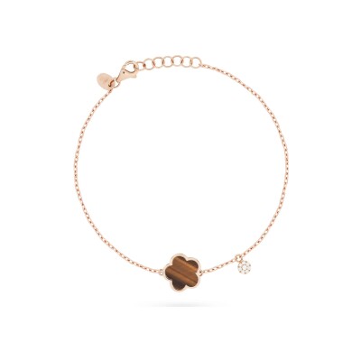 Bracelet Cesare Pompanon Fiore di Mamma en or rose, diamants et oeil de tigre