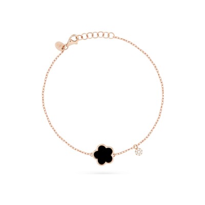 Bracelet Cesare Pompanon Fiore di Mamma en or rose, diamants et onyx