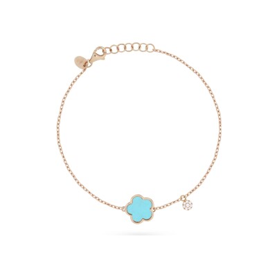 Bracelet Cesare Pompanon Fiore di Mamma en or rose, diamants et turquoise