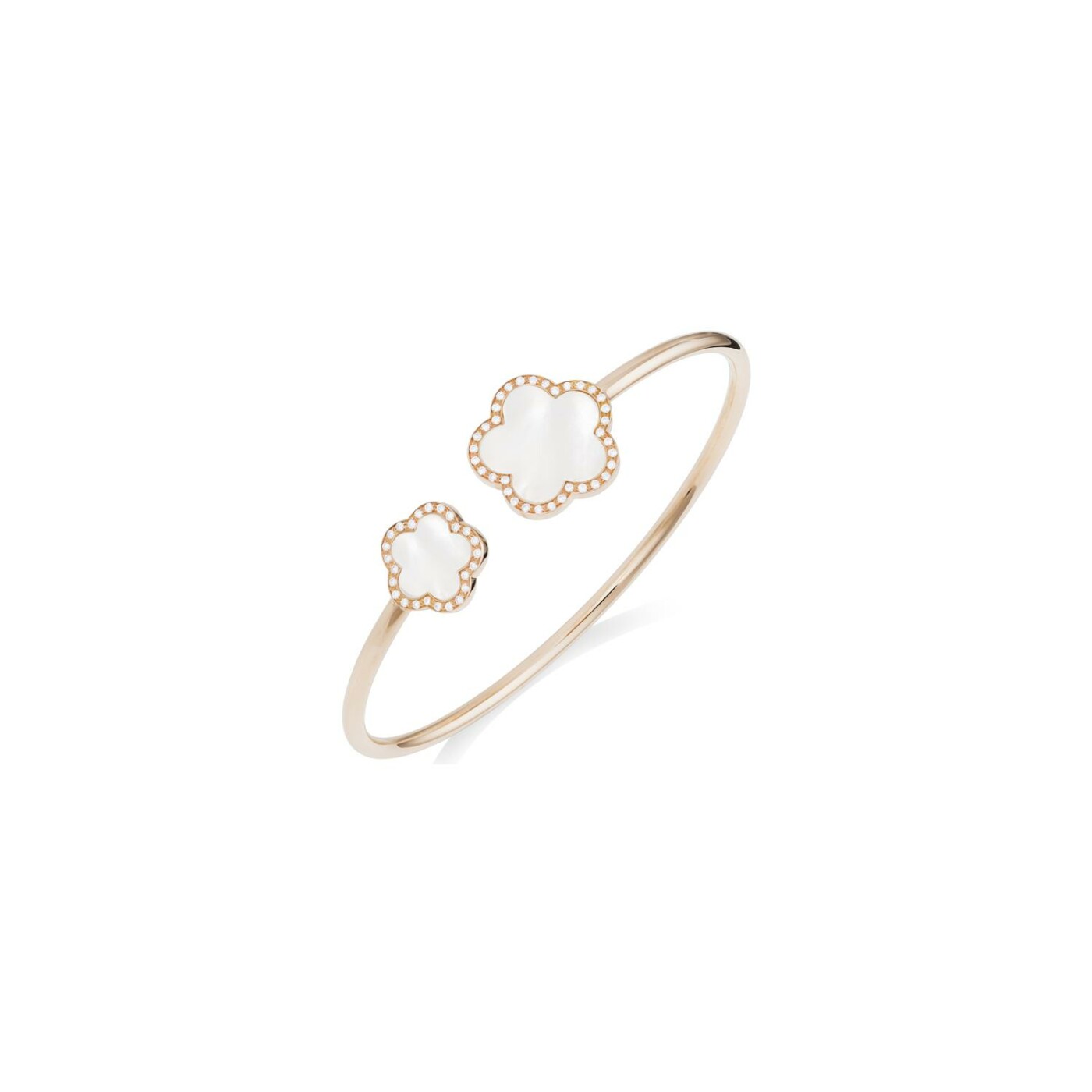 Bracelet jonc Cesare Pompanon Fiore di Mamma en or rose, nacre blanche et diamants