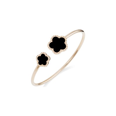 Bracelet jonc Cesare Pompanon Fiore di Mamma en or rose, onyx et diamants