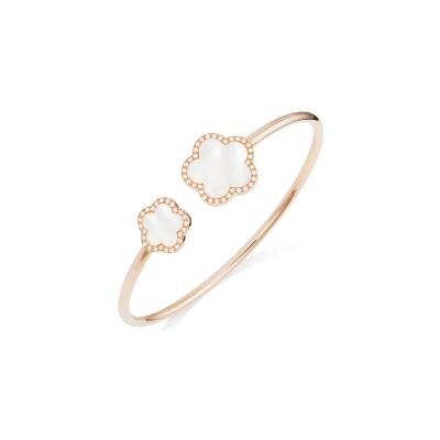 Bracelet Bangle Cesare Pompanon Fiore di Mamma en or rose, diamants et nacre blanche