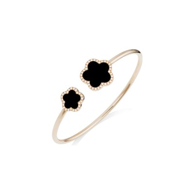 Bracelet Bangle Cesare Pompanon Fiore di Mamma en or rose, diamants et onyx