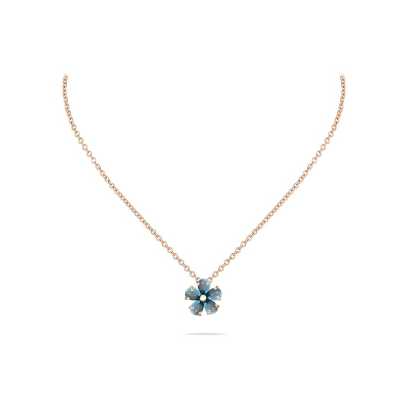 Collier Cesare Pompanon Primavera en or rose, topaze Bleu London et diamants